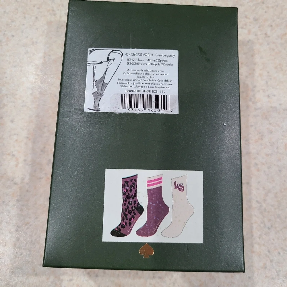 Kate Spade Crew Socks Striped Animal Print Logo 3 Pair - Picture 6 of 8
